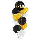 Happy Graduation Gold and Black Classy Balloon Bouquet