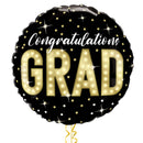 Happy Graduation Gold and Black Classy Balloon Bouquet