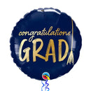 Happy Graduation Royal Blue and Gold Classy Balloon Bouquet