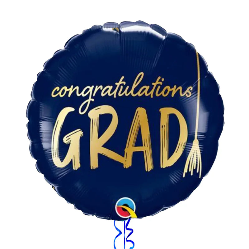 Happy Graduation Royal Blue and Gold Classy Balloon Bouquet