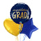Happy Graduation Royal Blue and Gold Classy Balloon Bouquet