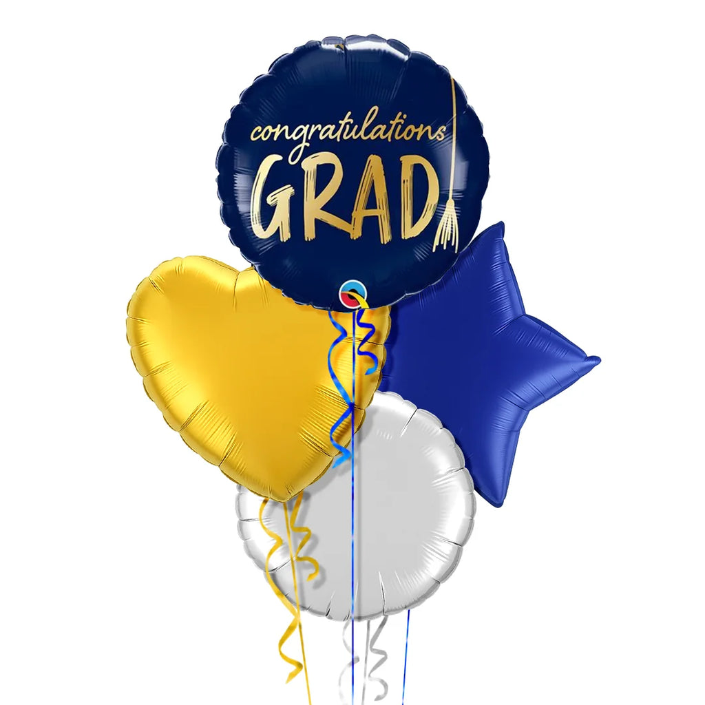 Buy Happy Graduation Royal Blue and Gold Classy Balloon Bouquet