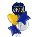 Happy Graduation Royal Blue and Gold Classy Balloon Bouquet