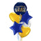 Happy Graduation Royal Blue and Gold Classy Balloon Bouquet