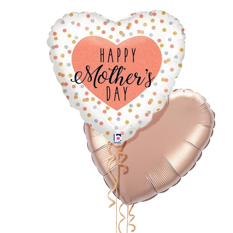 Happy Mothers Day Rose Gold Heart Balloon Bouquet