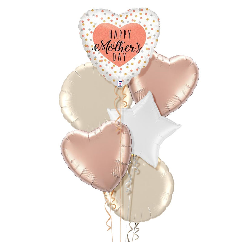 Happy Mothers Day Rose Gold Heart Balloon Bouquet