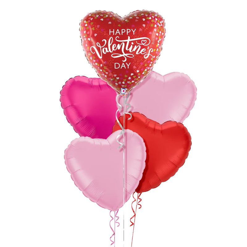 Happy Valentine's Day Confetti Love Hearts Balloon Bouquet
