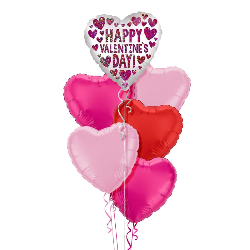 Happy Valentine's Day Sequin Hearts Balloon Bouquet