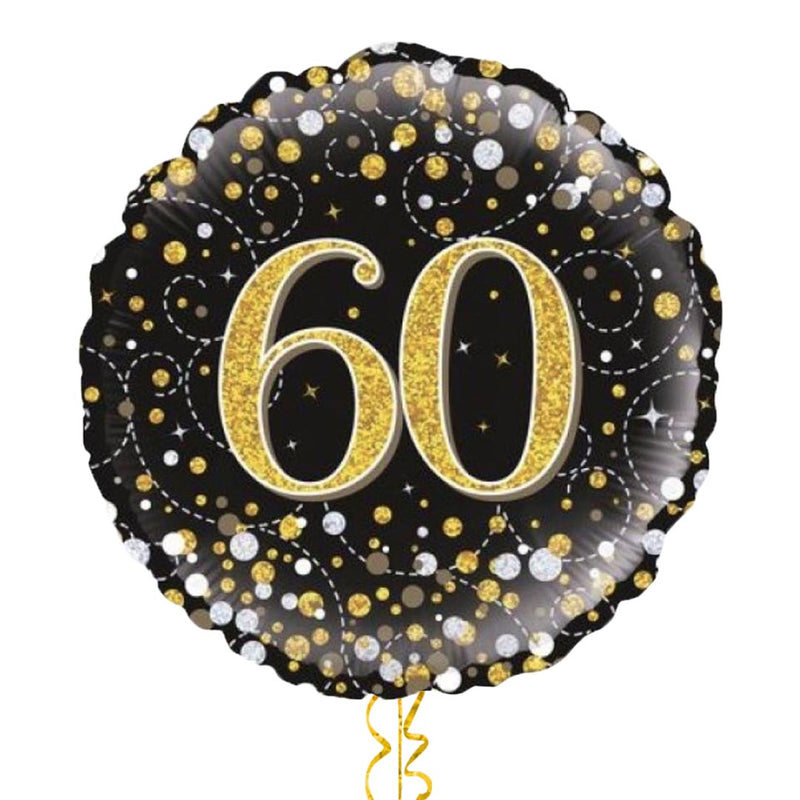 Happy 60th Birthday Black and Gold Balloon Bouquet