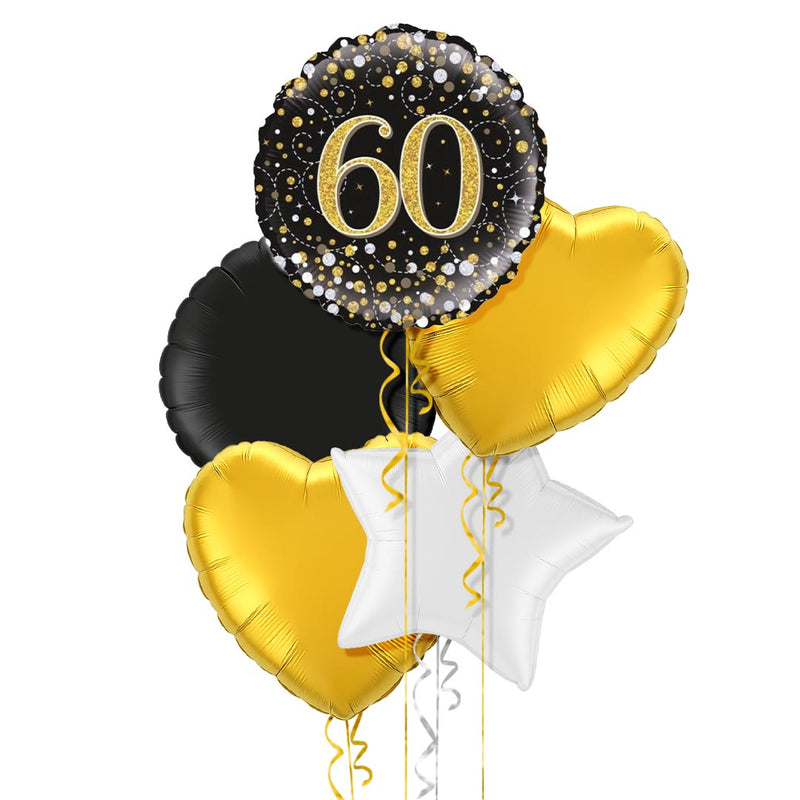 Happy 60th Birthday Black and Gold Balloon Bouquet
