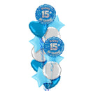 Happy Birthday 15th Blue Foil Balloon Bouquet