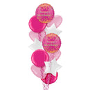Pink and Gold Polka Dots Happy Birthday Balloon Bouquet