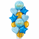 Hello World Blue Gradient Balloon Bouquet
