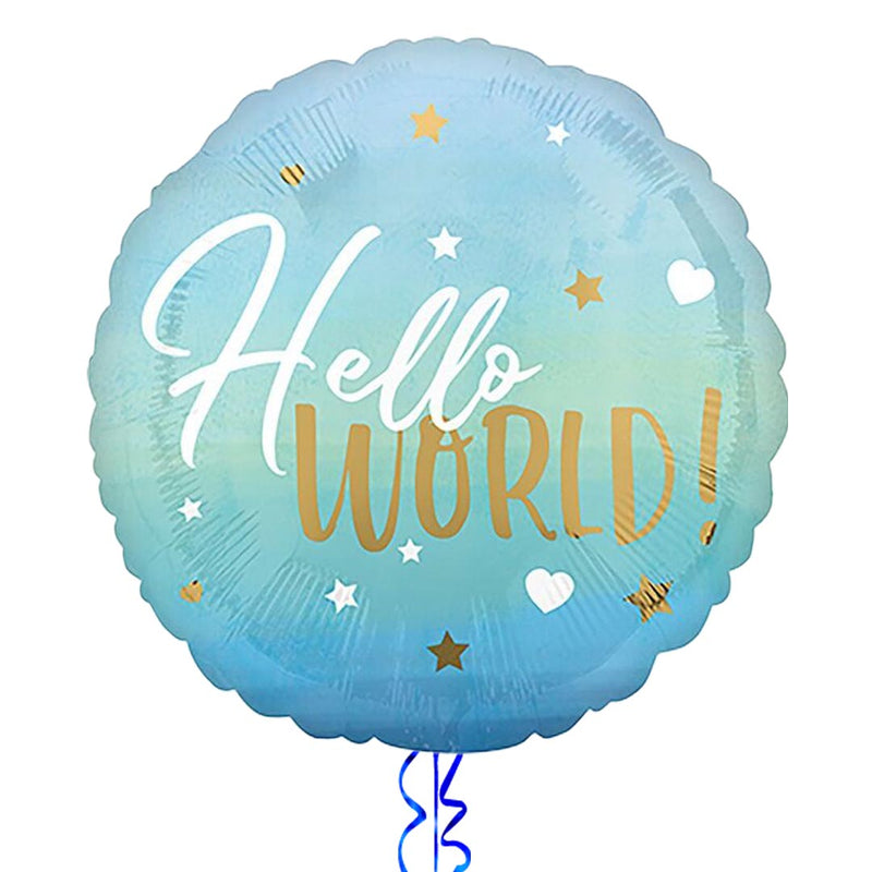 Hello World Blue Gradient Balloon Bouquet
