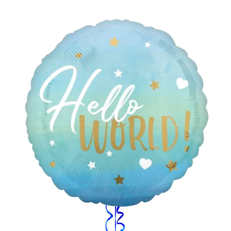 Hello World Blue Gradient Balloon Bouquet