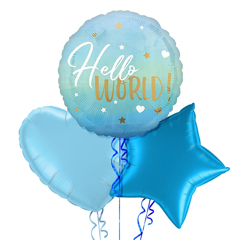 Hello World Blue Gradient Balloon Bouquet