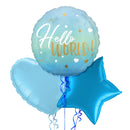 Hello World Blue Gradient Balloon Bouquet