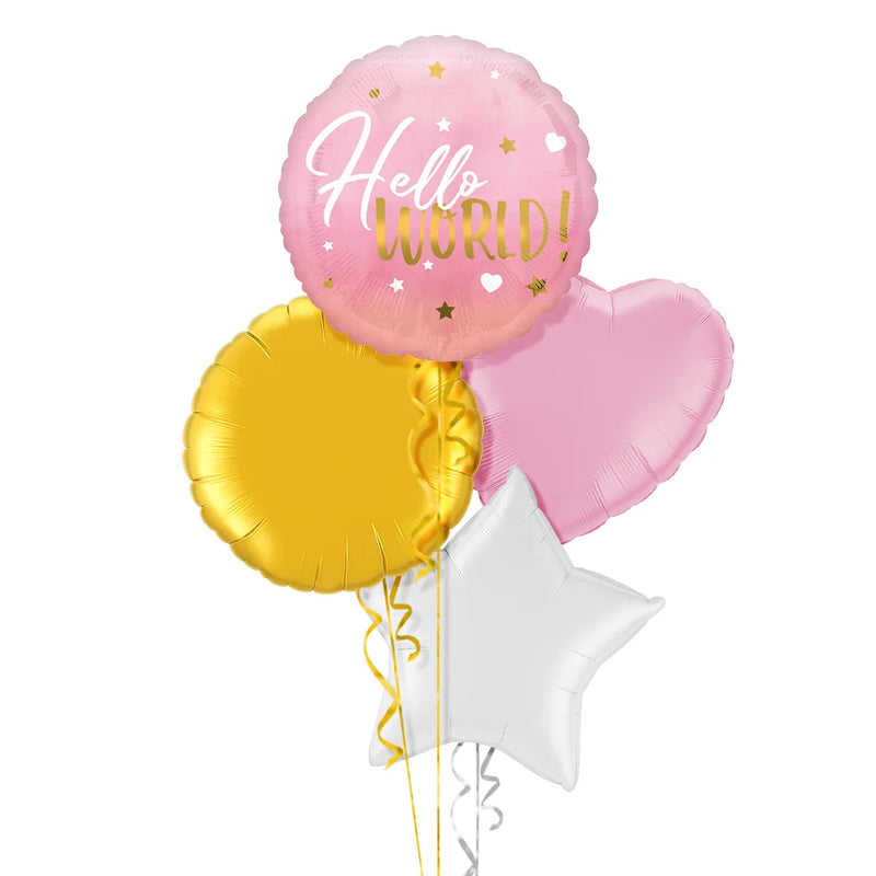 Hello World Pink Gradient Balloon Bouquet