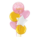 Hello World Pink Gradient Balloon Bouquet