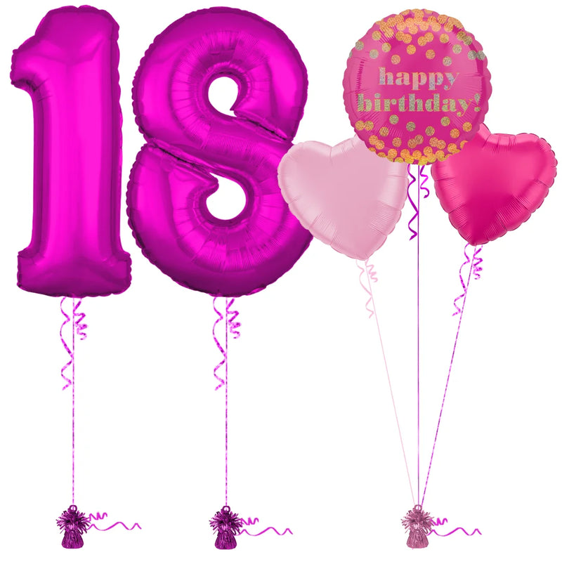 Hot Pink 18th Birthday Balloon Bouquet Set
