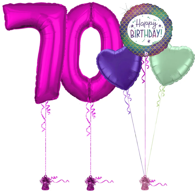Hot Pink 70th Birthday Balloon Bouquet Set