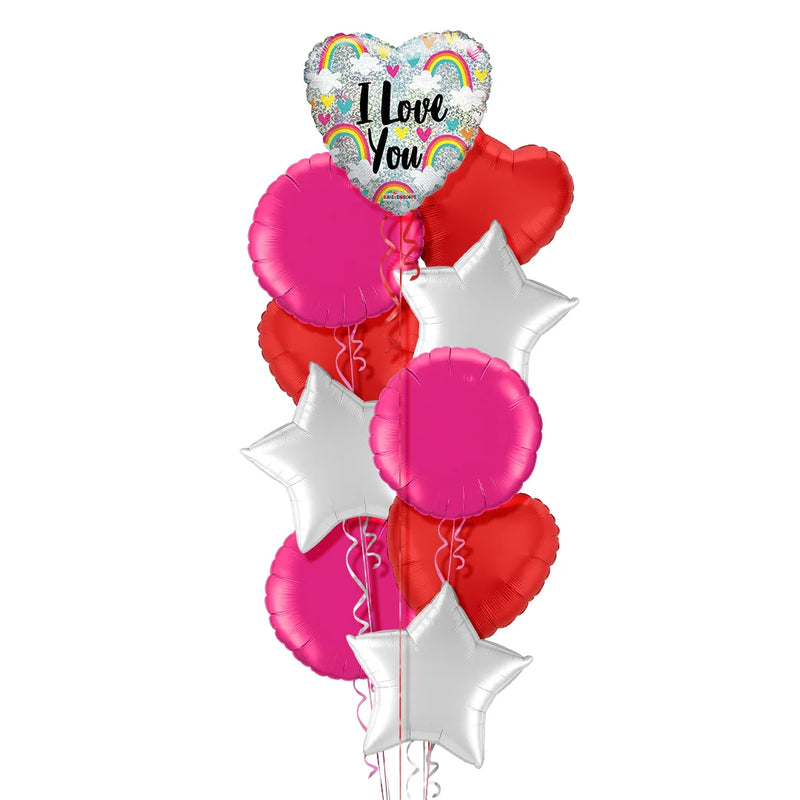 I Love You Rainbow Themed Balloon Bouquet