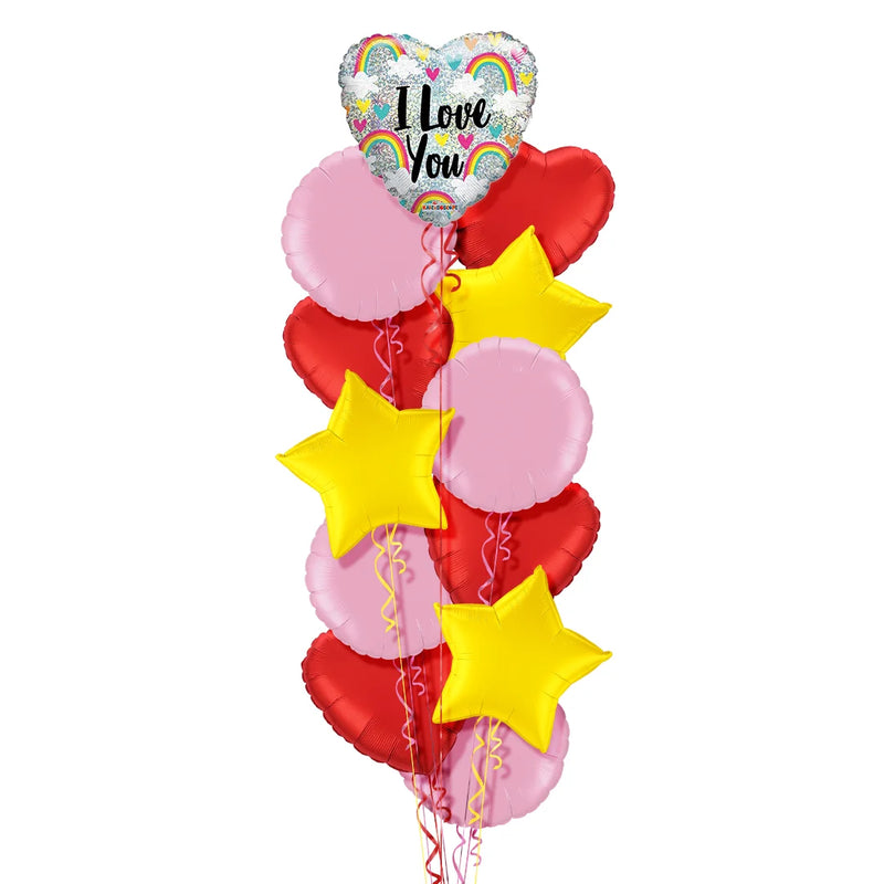 I Love You Rainbow Themed Balloon Bouquet