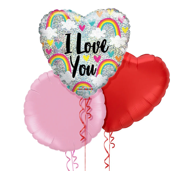 I Love You Rainbow Themed Balloon Bouquet