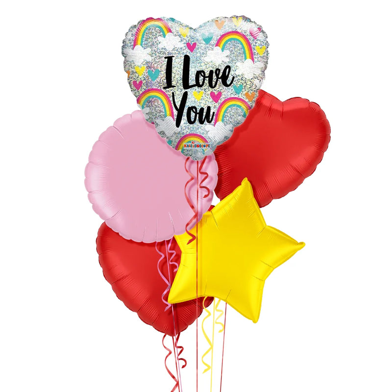 I Love You Rainbow Themed Balloon Bouquet