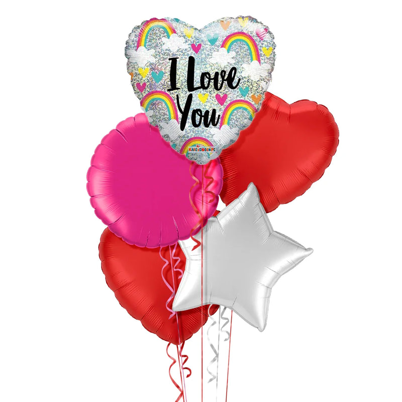 I Love You Rainbow Themed Balloon Bouquet