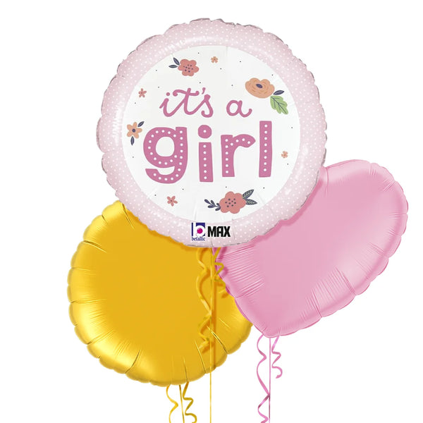 It's a Girl Flowers Balloon Bouquet