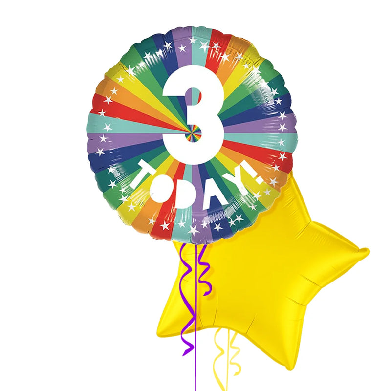 3rd Birthday Rainbow Balloon Bouquet