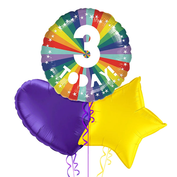 3rd Birthday Rainbow Balloon Bouquet