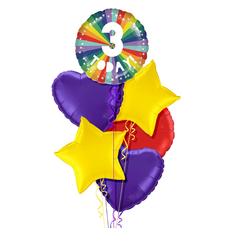3rd Birthday Rainbow Balloon Bouquet