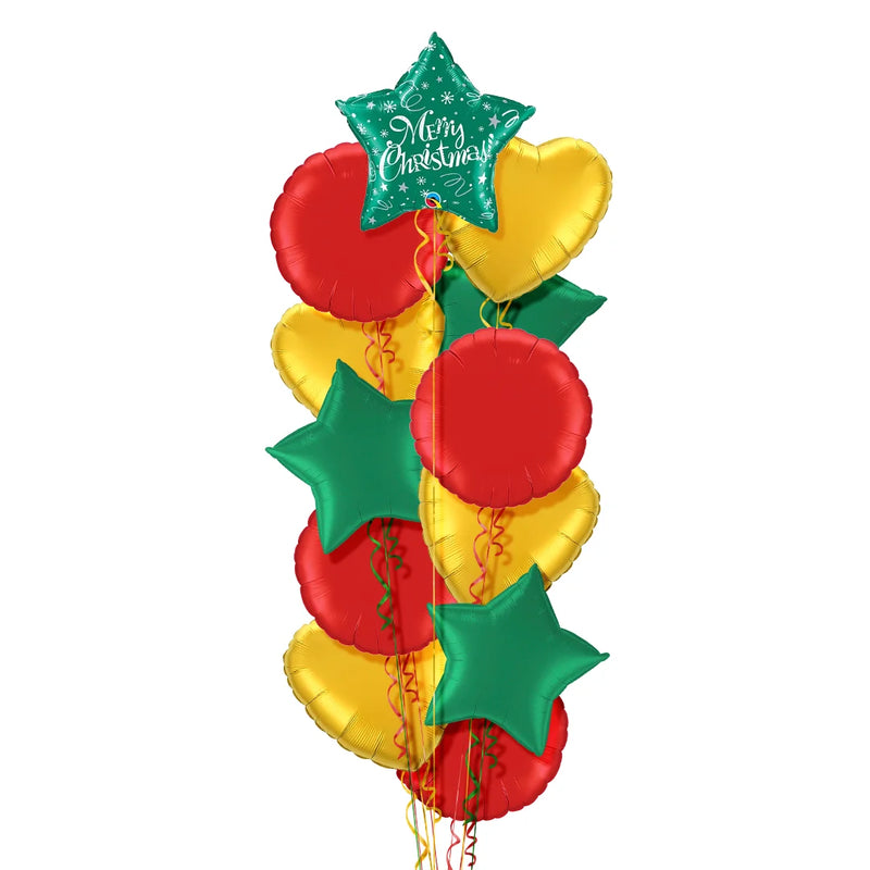 Green Star Merry Christmas Balloon Bouquet