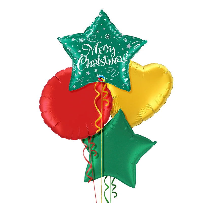 Green Star Merry Christmas Balloon Bouquet