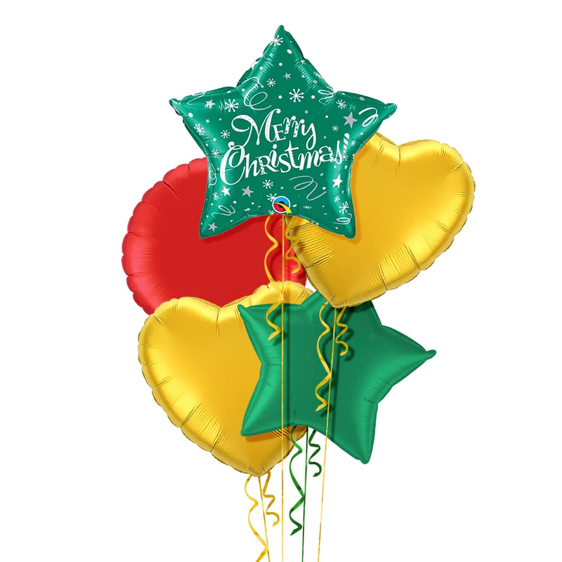 Green Star Merry Christmas Balloon Bouquet