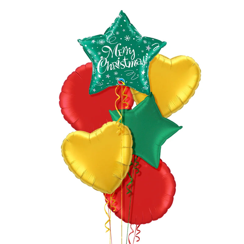 Green Star Merry Christmas Balloon Bouquet