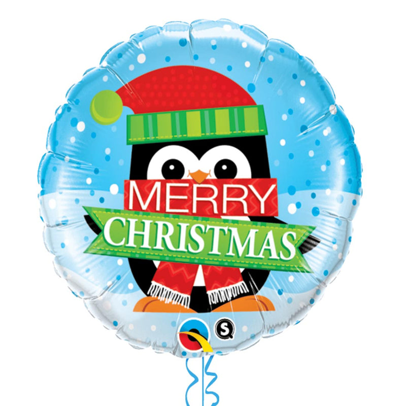 Merry Christmas Cute Penguin Blue Balloon Bouquet