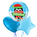 Merry Christmas Cute Penguin Blue Balloon Bouquet