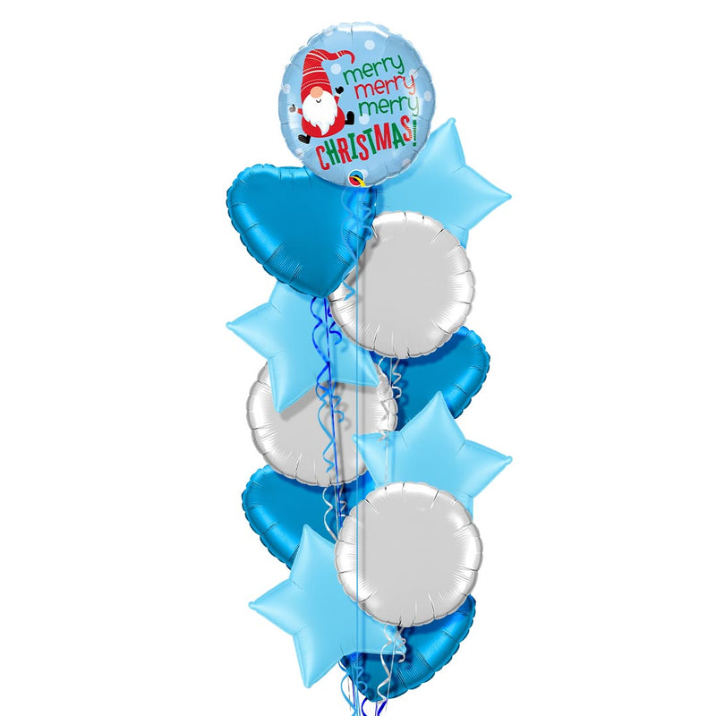 Merry Christmas Santa in Blue Balloon Bouquet