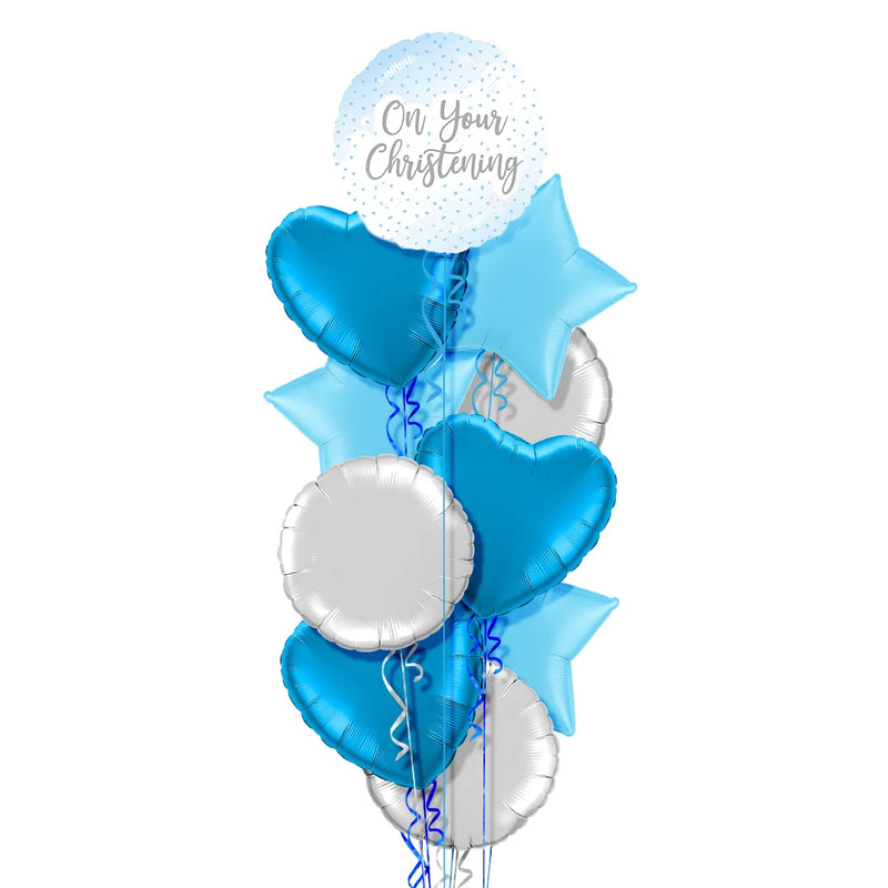 On Your Christening Blue Foil Balloon Bouquet