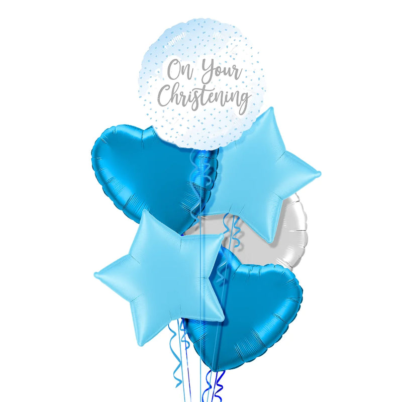 On Your Christening Blue Foil Balloon Bouquet