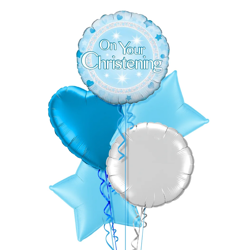 On Your Christening Boy Foil Balloon Bouquet