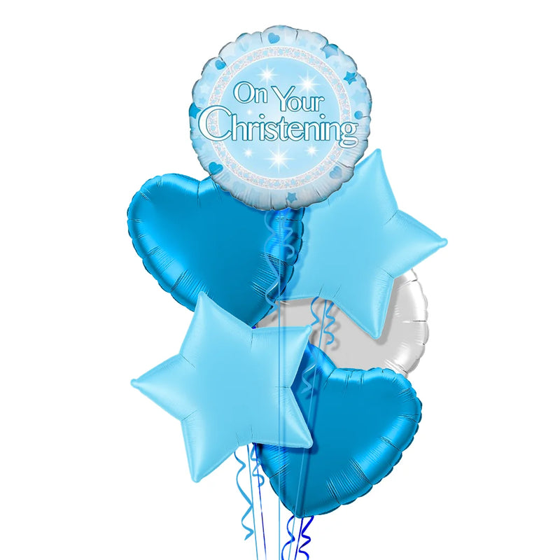 On Your Christening Boy Foil Balloon Bouquet