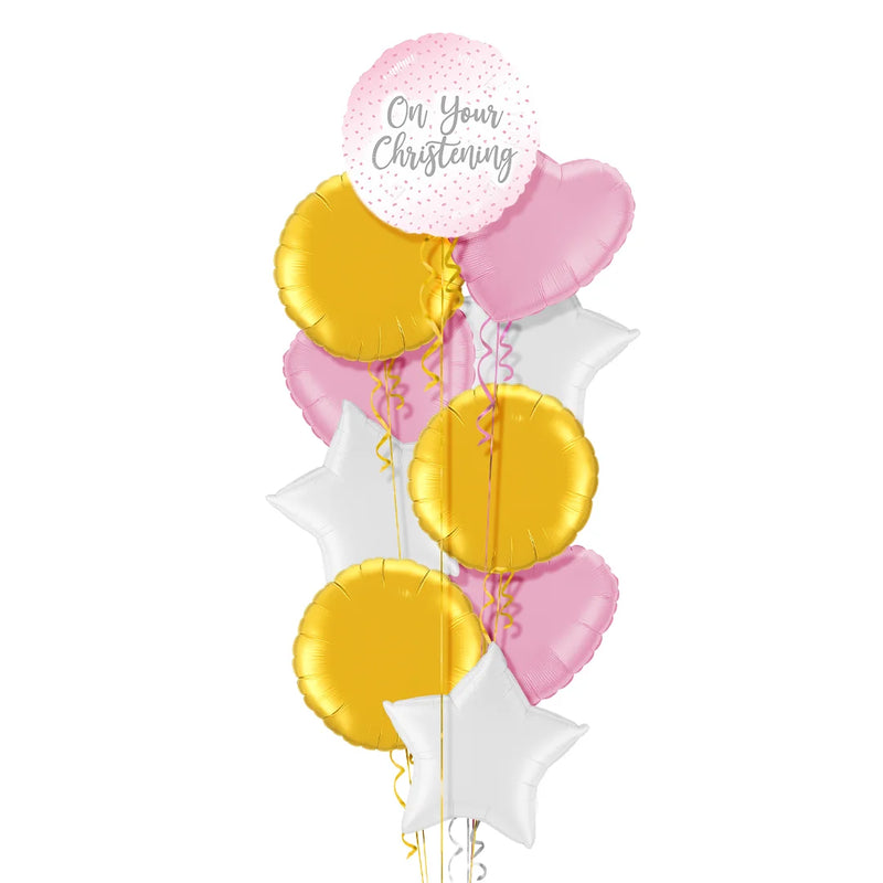 On Your Christening Pink Foil Balloon Bouquet
