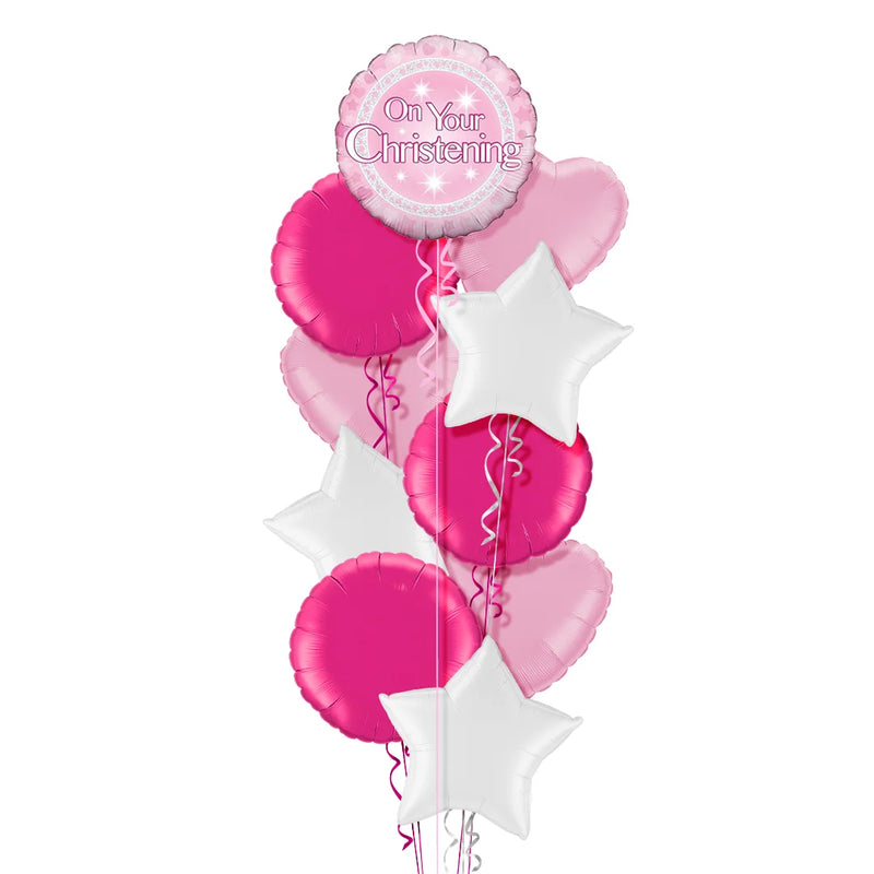 On Your Christening Shiny Pink Foil Balloon Bouquet