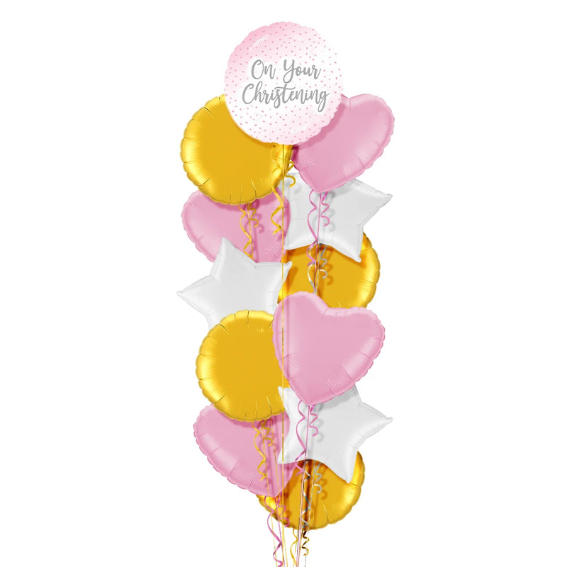 On Your Christening Pink Foil Balloon Bouquet