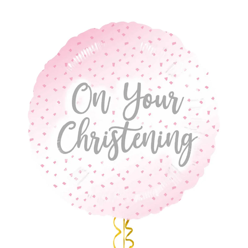 On Your Christening Pink Foil Balloon Bouquet