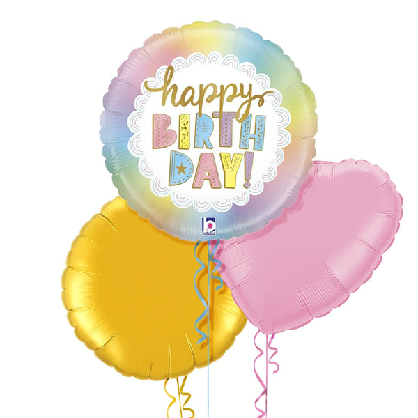 Opal Birthday Rainbow Holographic Birthday Foil Balloon Bouquet